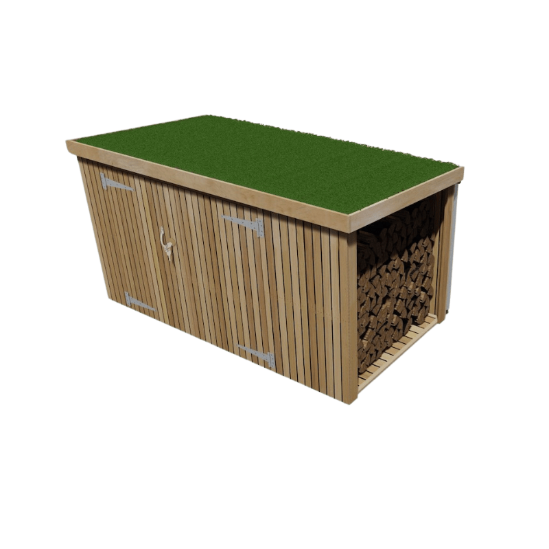 Classic Bike Shed with an integrated log store add-on