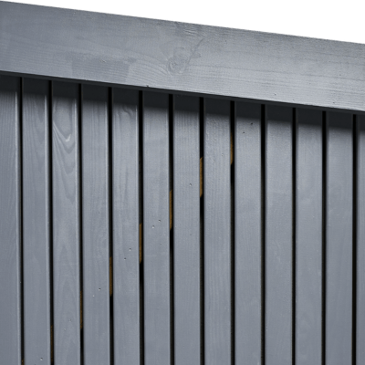 Sample of grey-painted cladding on a Wheelie Bin Shed