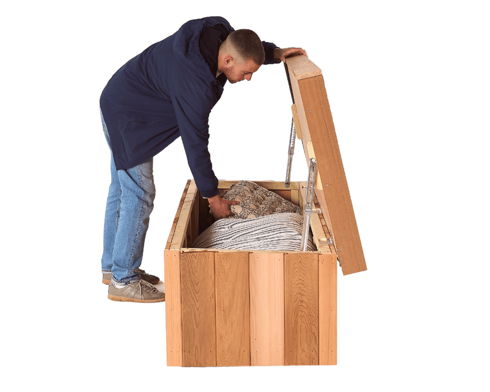Garden storage bench design shown on the garden storage bench page