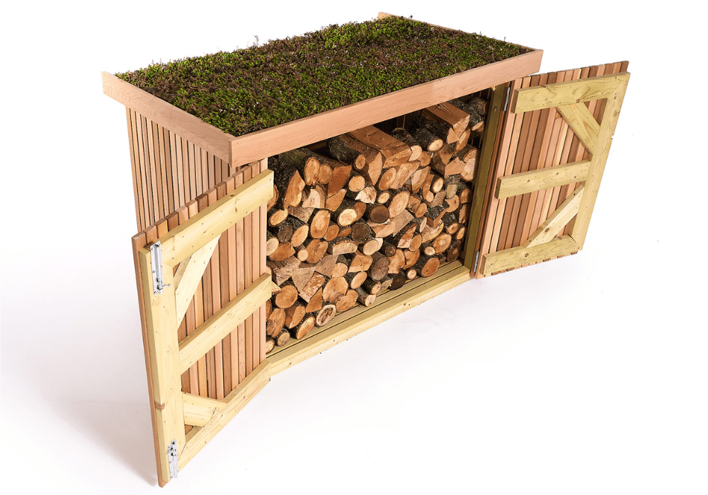 Wood Shed used for log storage in a garden setting, image 6 in the product gallery
