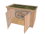 Range of bike sheds shown together on the Brighton Bike Sheds bike sheds page